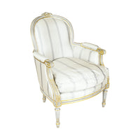 Louis XVI Style Bergère Chairs Grey Upholstery Set of 2