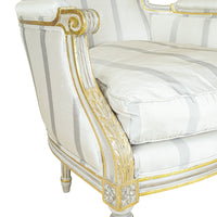 Louis XVI Style Bergère Chairs Grey Upholstery Set of 2