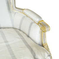 Louis XVI Style Bergère Chairs Grey Upholstery Set of 2