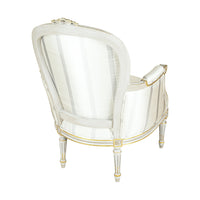 Louis XVI Style Bergère Chairs Grey Upholstery Set of 2