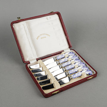 ROYAL CROWN DERBY Mikado Ceramic Handle Stainless Steel Dessert/Fruit Knives Set Of 6