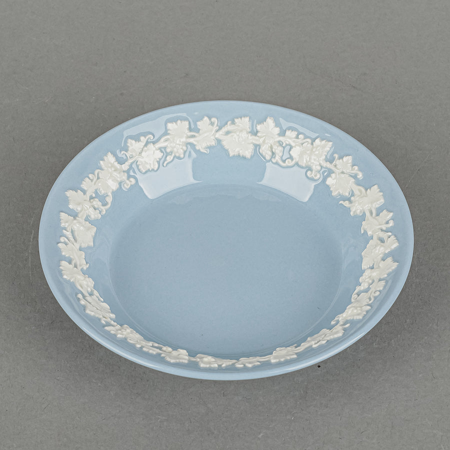 WEDGWOOD White On Blue Embossed Queens Ware Nappies Set of 12