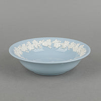 WEDGWOOD White On Blue Embossed Queens Ware Coupe Bowls Set Of 12