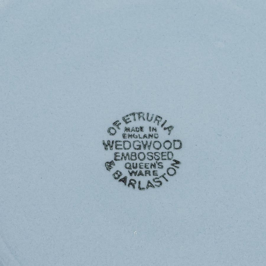 WEDGWOOD White On Blue Embossed Queens Ware Round Covered Serving