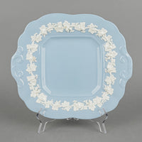 WEDGWOOD White On Blue Embossed Queens Ware Cake Plate