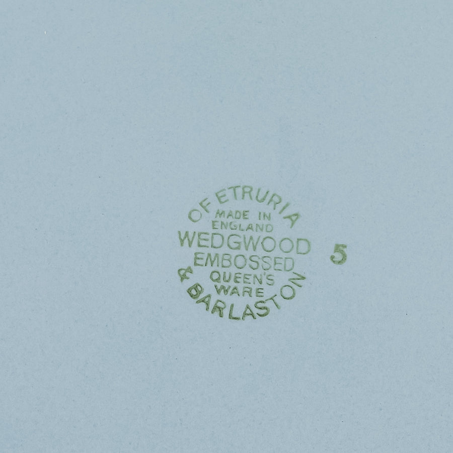 WEDGWOOD White On Blue Embossed Queens Ware Cake Plate