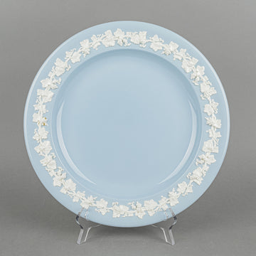 WEDGWOOD White On Blue Embossed Queens Ware Round Platter/Charger