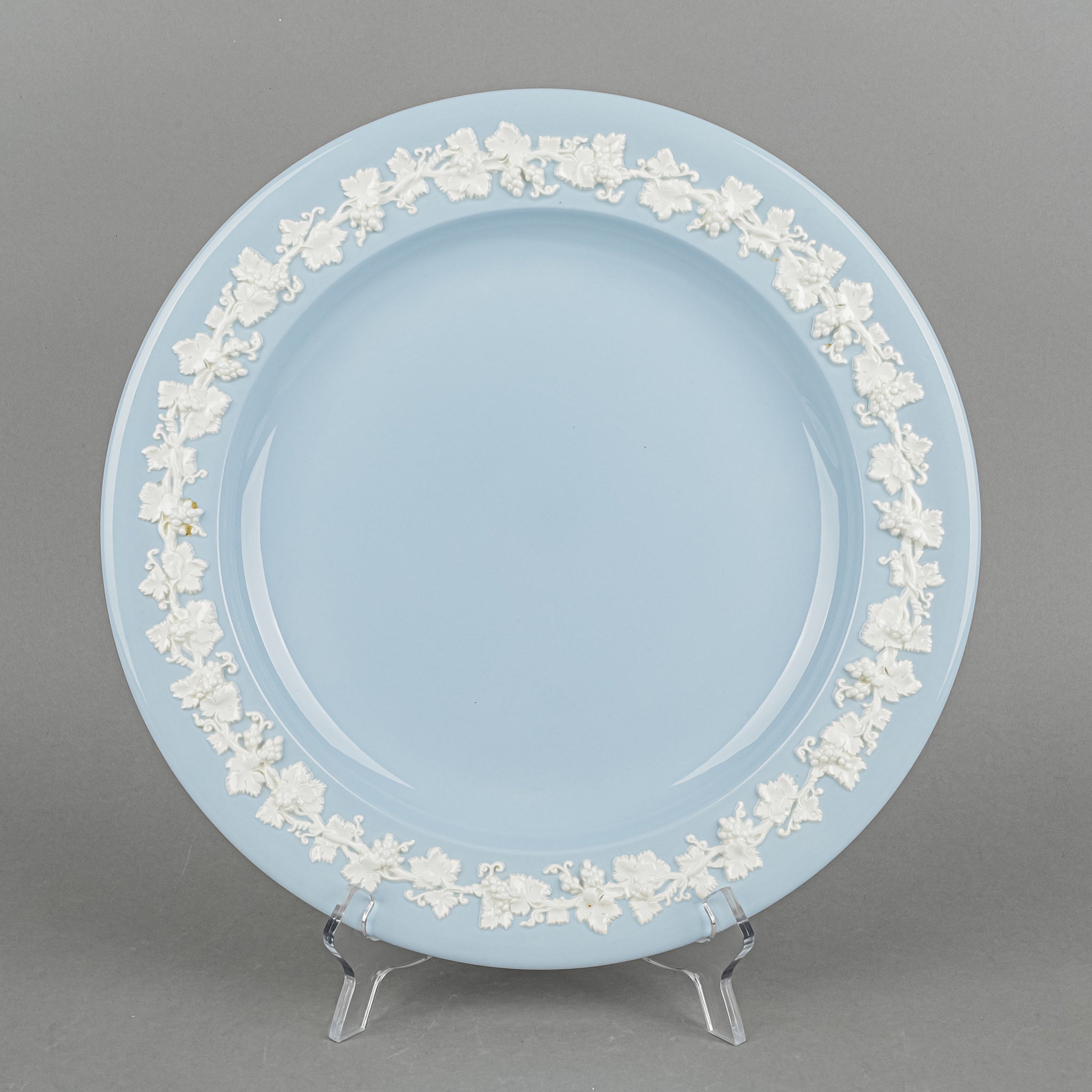 Queensware Cookware WEDGWOOD White On Blue Embossed Queens Ware Round Platter/Charger ...