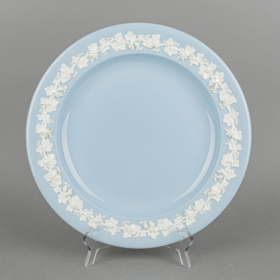 WEDGWOOD White On Blue Embossed Queens Ware Round Platter/Charger