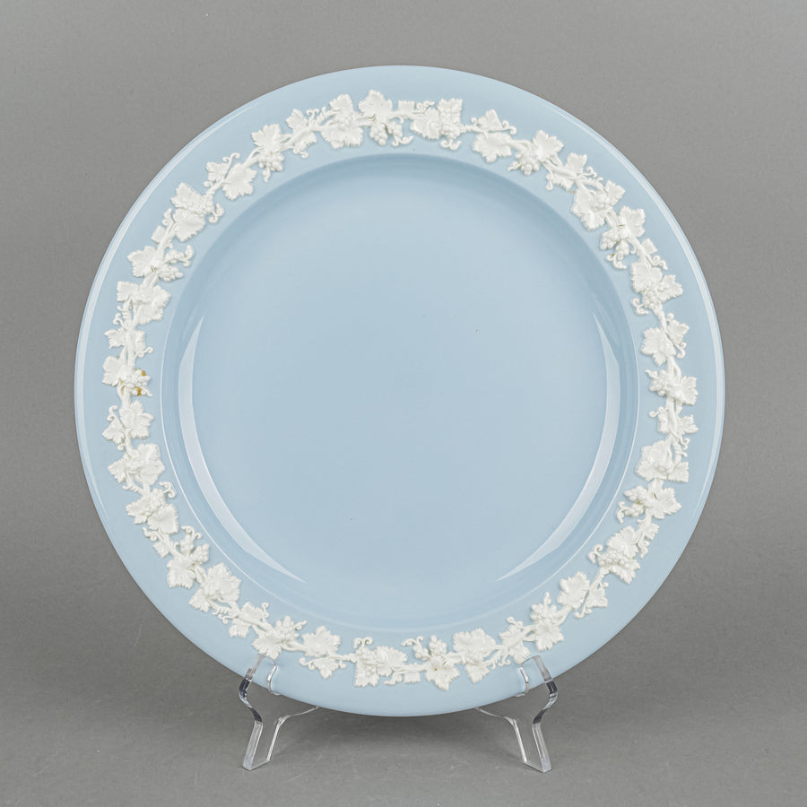 WEDGWOOD White On Blue Embossed Queens Ware Round Platter/Charger