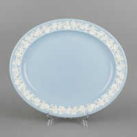 WEDGWOOD White On Blue Embossed Queens Ware Platter