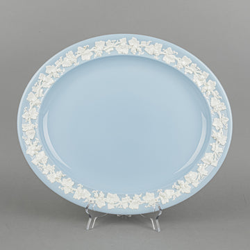 WEDGWOOD White On Blue Embossed Queens Ware Platter