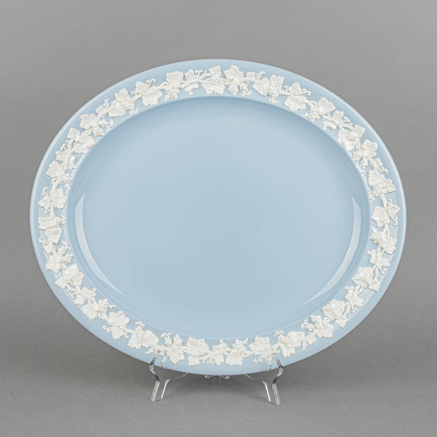 WEDGWOOD White On Blue Embossed Queens Ware Platter