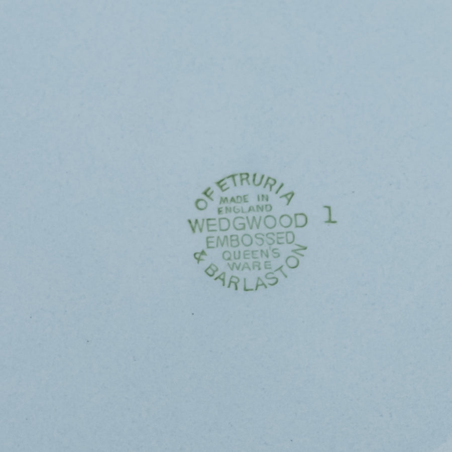 WEDGWOOD White On Blue Embossed Queens Ware 11 Place Settings Plus Extras