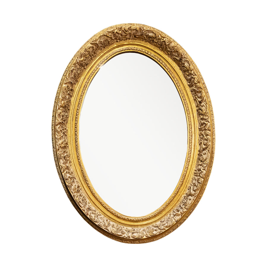 Gold Finish Oval Decor Mirror