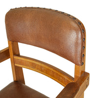 Inlaid Deco Style Arm Chair With Red Vinyl