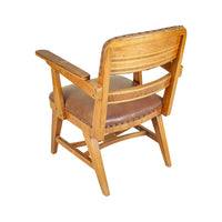 Inlaid Deco Style Arm Chair With Red Vinyl