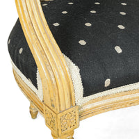Arm Chair White Spotted Black Upholstery