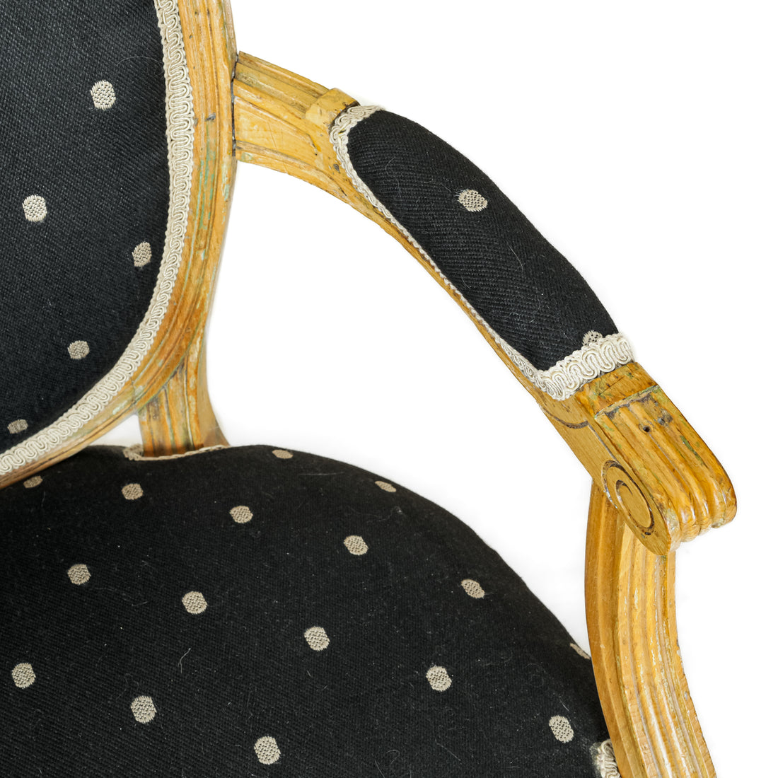 Arm Chair White Spotted Black Upholstery