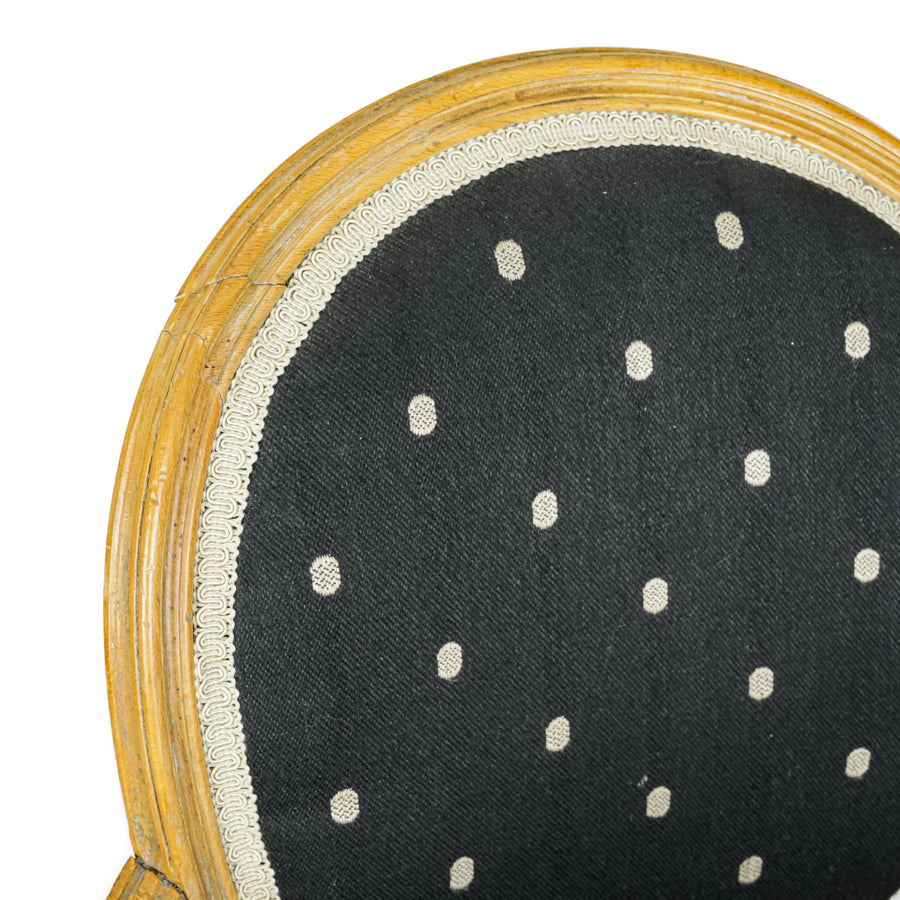 Arm Chair White Spotted Black Upholstery