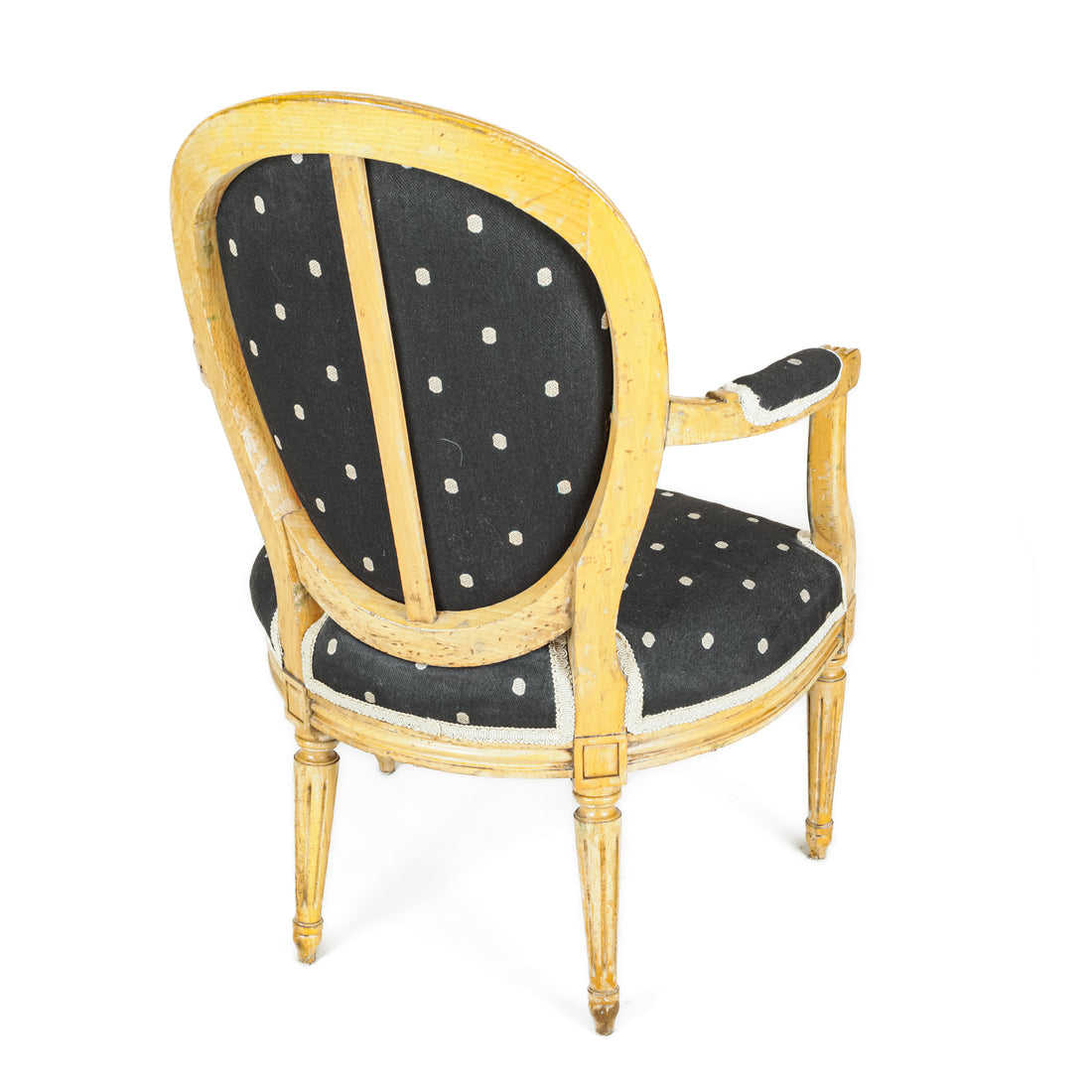 Arm Chair White Spotted Black Upholstery