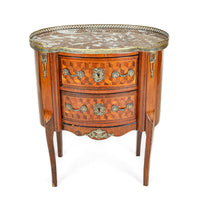 Louis Style Parquetry Kidney End Table With Stone Top