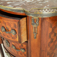 Louis Style Parquetry Kidney End Table With Stone Top