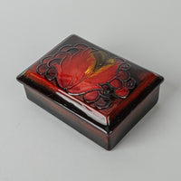 MOORCROFT Leaf & Berry Flambe Lidded Box W4.75"xD3.5"