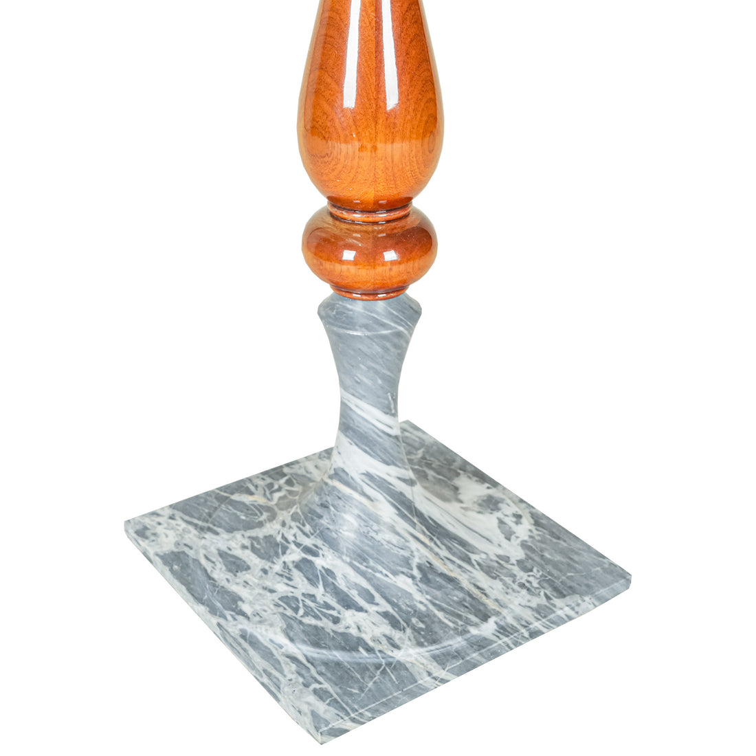 Turned Stone And Wood Pedestal Table With Stone Top