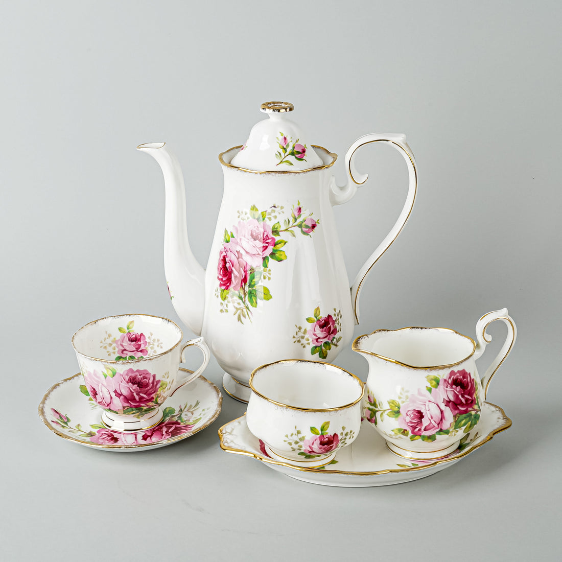 ROYAL ALBERT American Beauty Coffee Set 9 Pieces