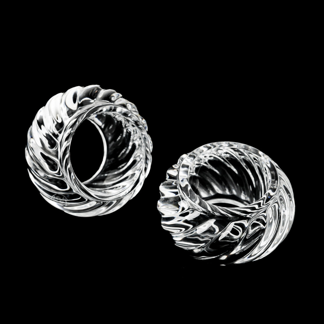 BACCARAT Bambous Swirl Napkin Rings Set Of 2 Boxed