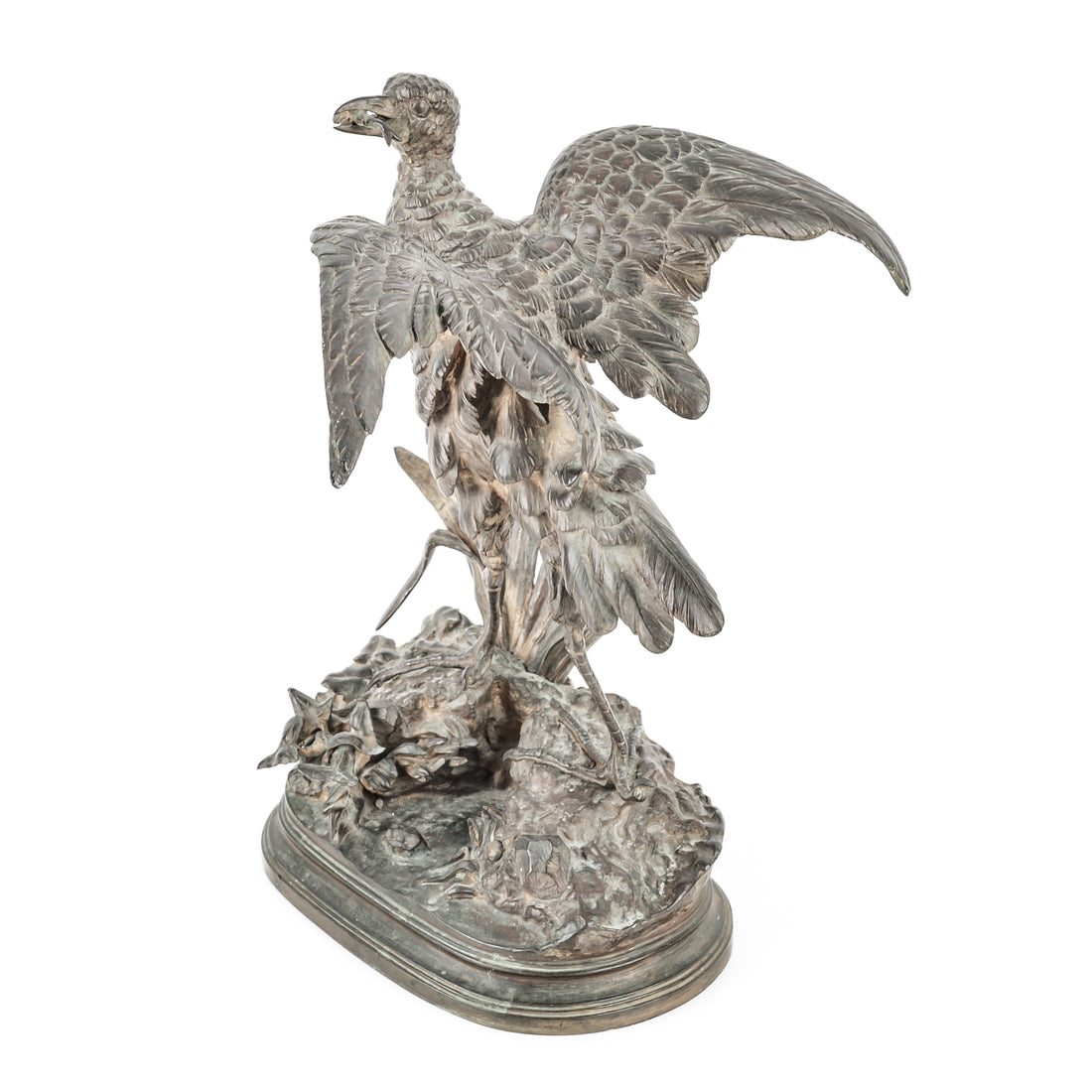 Unknown Artist-Bird With Fish Antique Cast Bronze