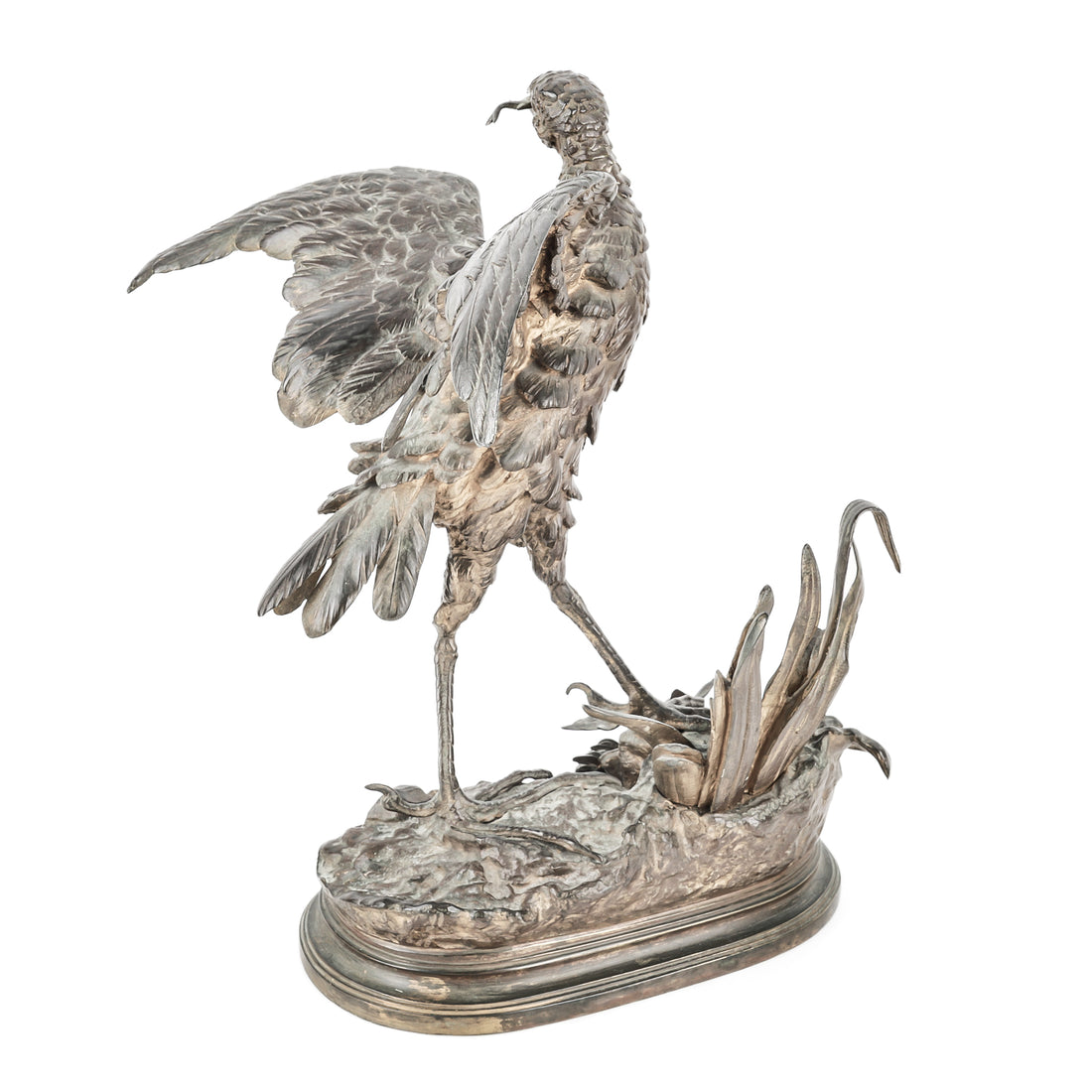 Unknown Artist-Bird With Fish Antique Cast Bronze