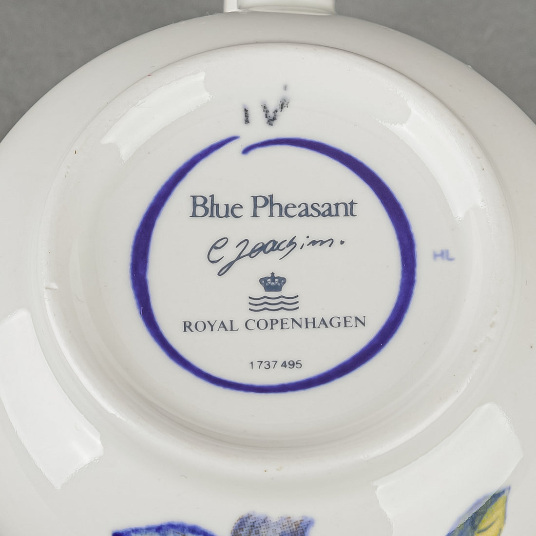 ROYAL COPENHAGEN Blue Pheasant Mugs Set of 4
