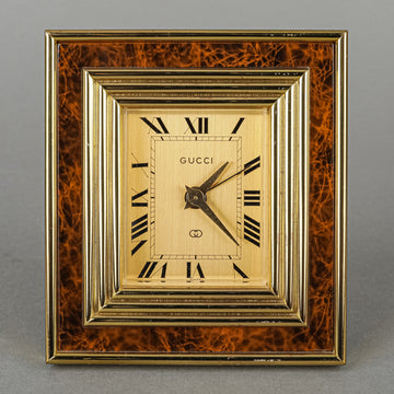 GUCCI Brass Swiss 8 Day Desk Alarm Clock