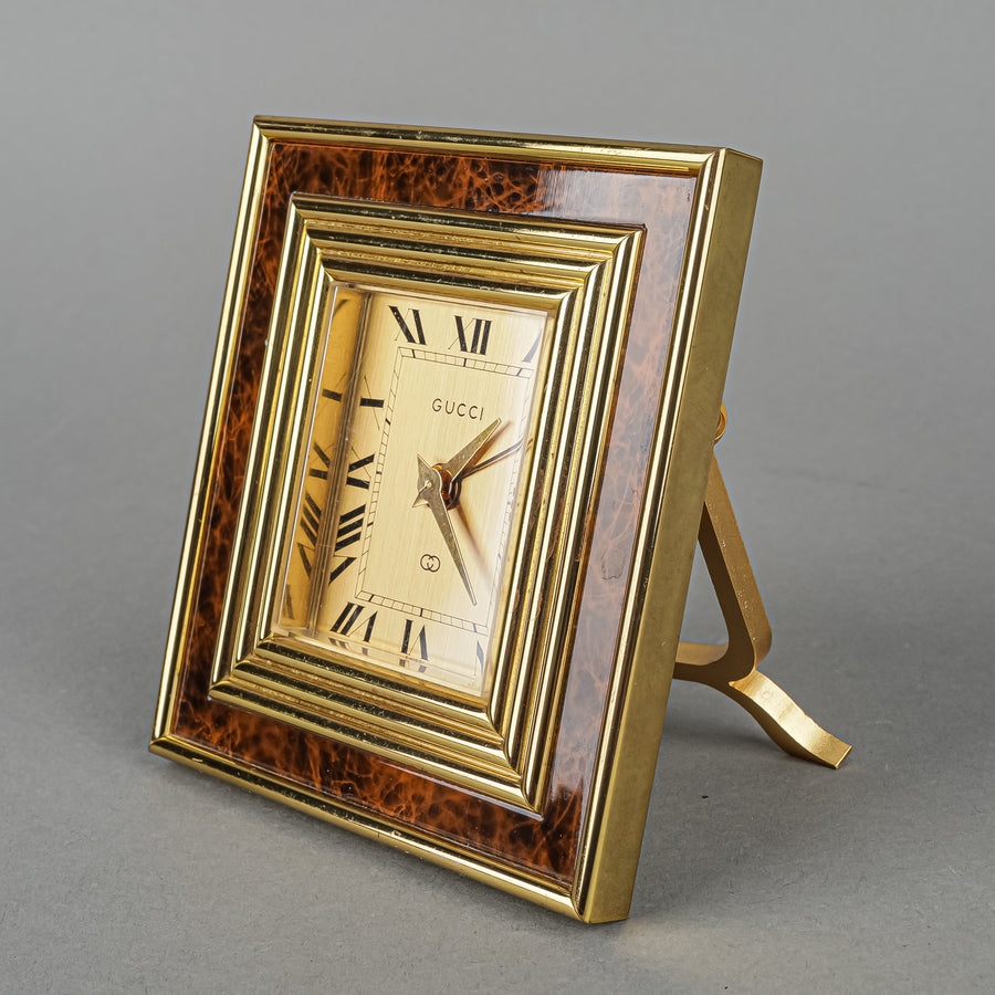 GUCCI Brass Swiss 8 Day Desk Alarm Clock