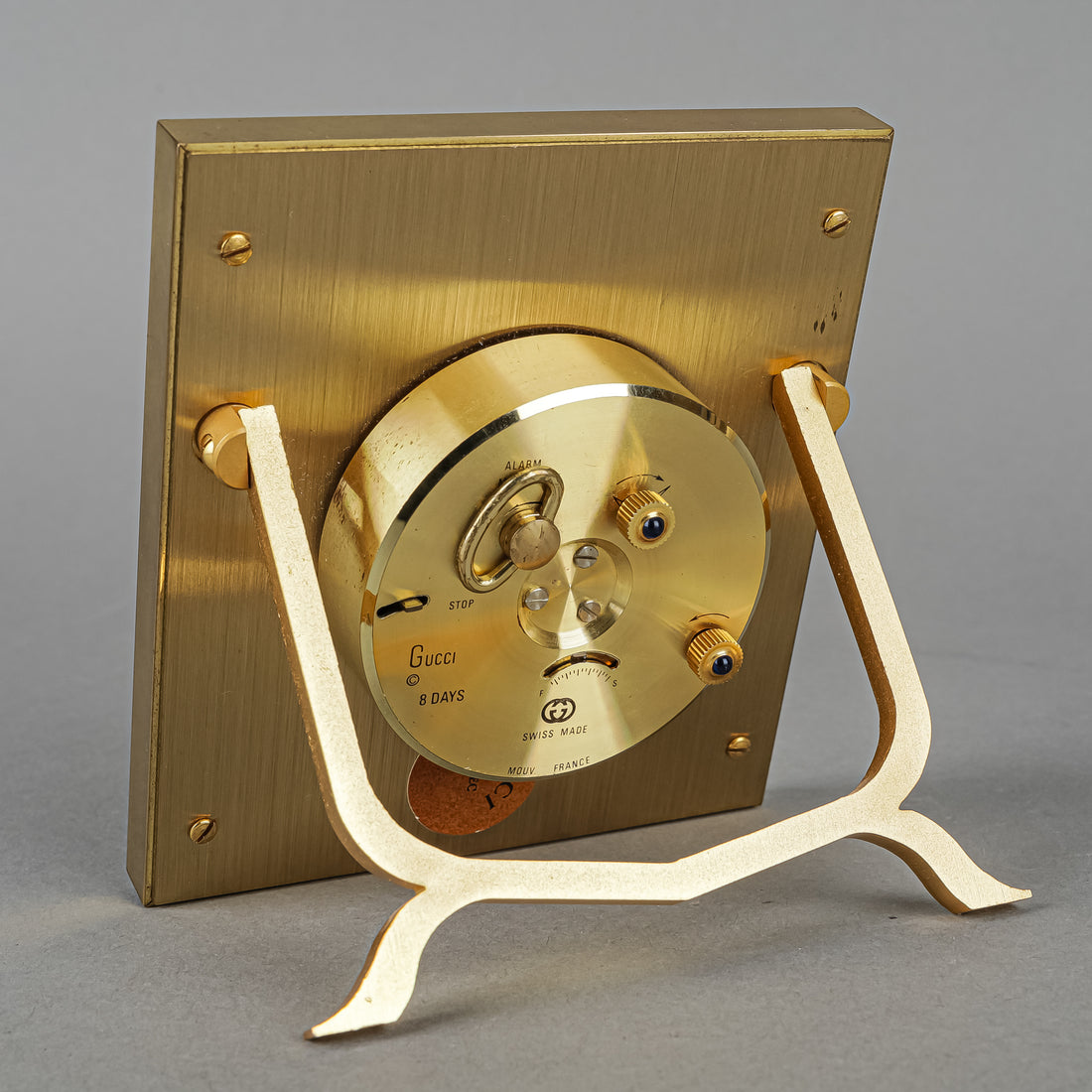 GUCCI Brass Swiss 8 Day Desk Alarm Clock