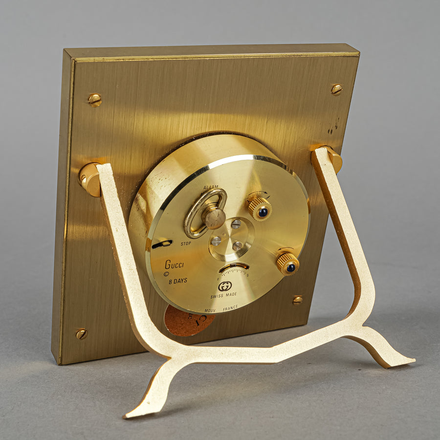 GUCCI Brass Swiss 8 Day Desk Alarm Clock