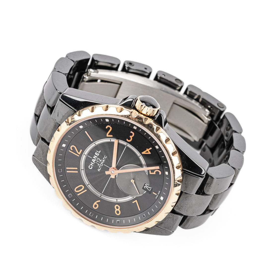 CHANEL J12 H3838 Gold Tone Black Ceramic Watch