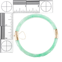 14K Yellow Gold Carved Green Jade Bangle