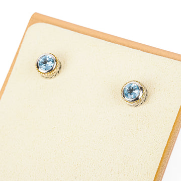 EFFY 18K And Sterling Silver Blue Topaz Studs