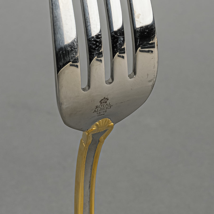 ROYAL ALBERT Old Country Roses Gold Stainless Steel Flatware 8 Place Settings Plus Extras