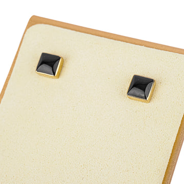 10K Yellow Gold Square Onyx Studs
