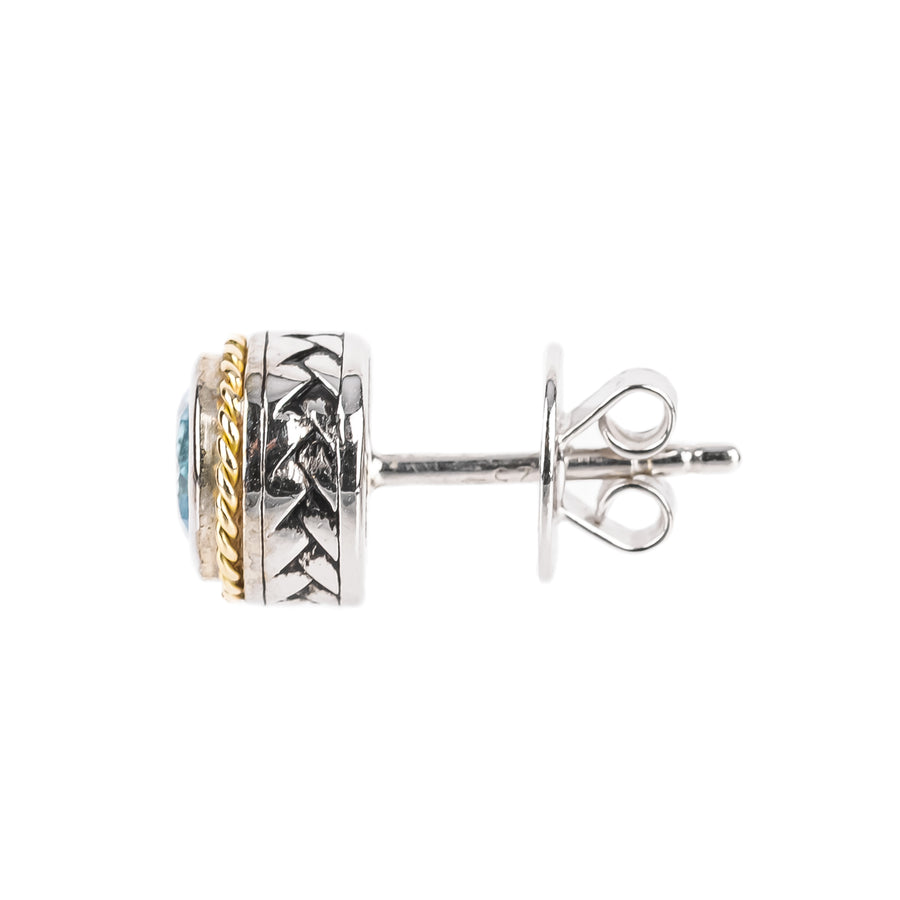 EFFY 18K And Sterling Silver Blue Topaz Studs