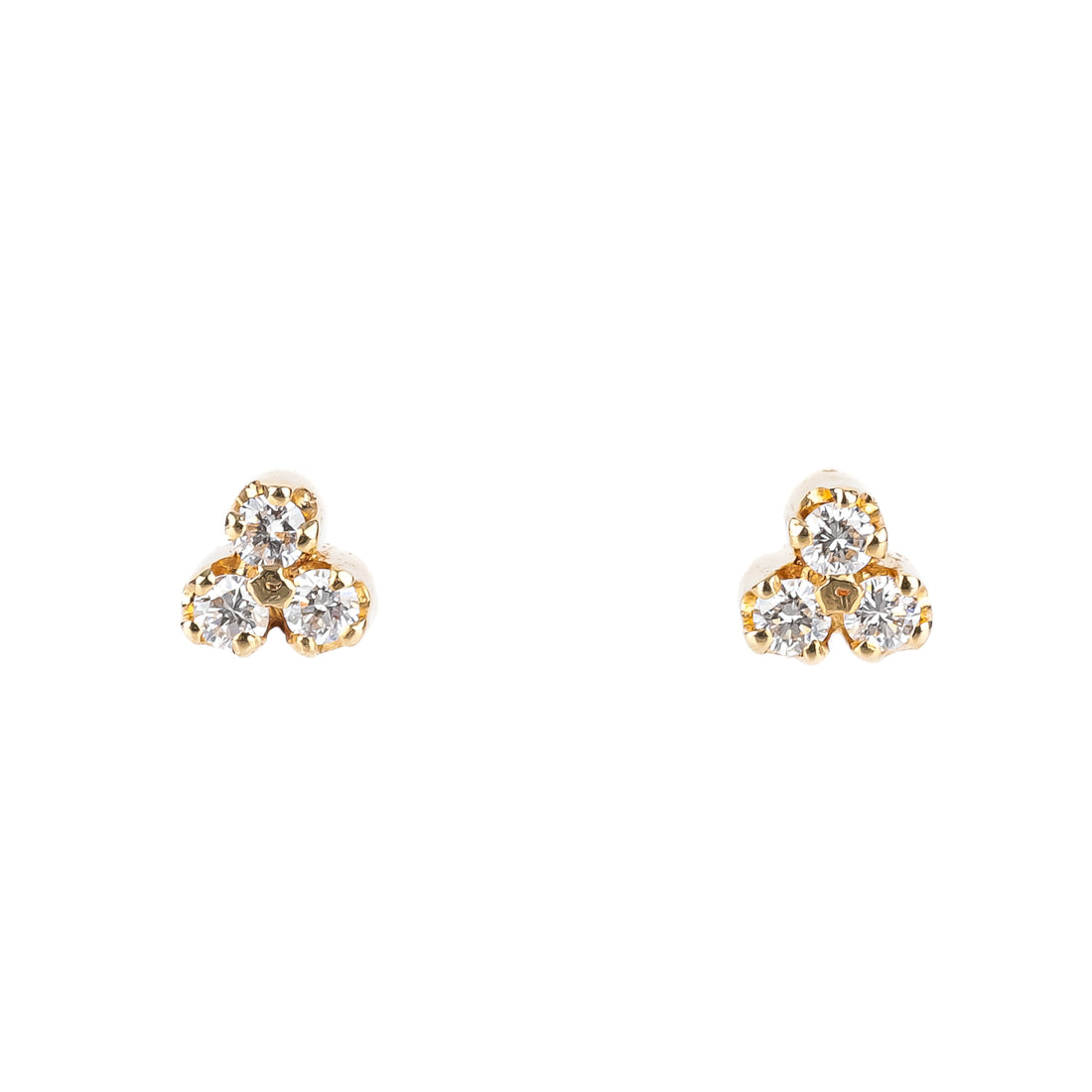 14K Yellow Gold Three-Diamond Studs
