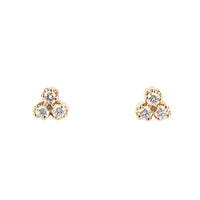14K Yellow Gold Three-Diamond Studs