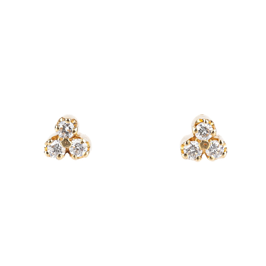 14K Yellow Gold Three-Diamond Studs