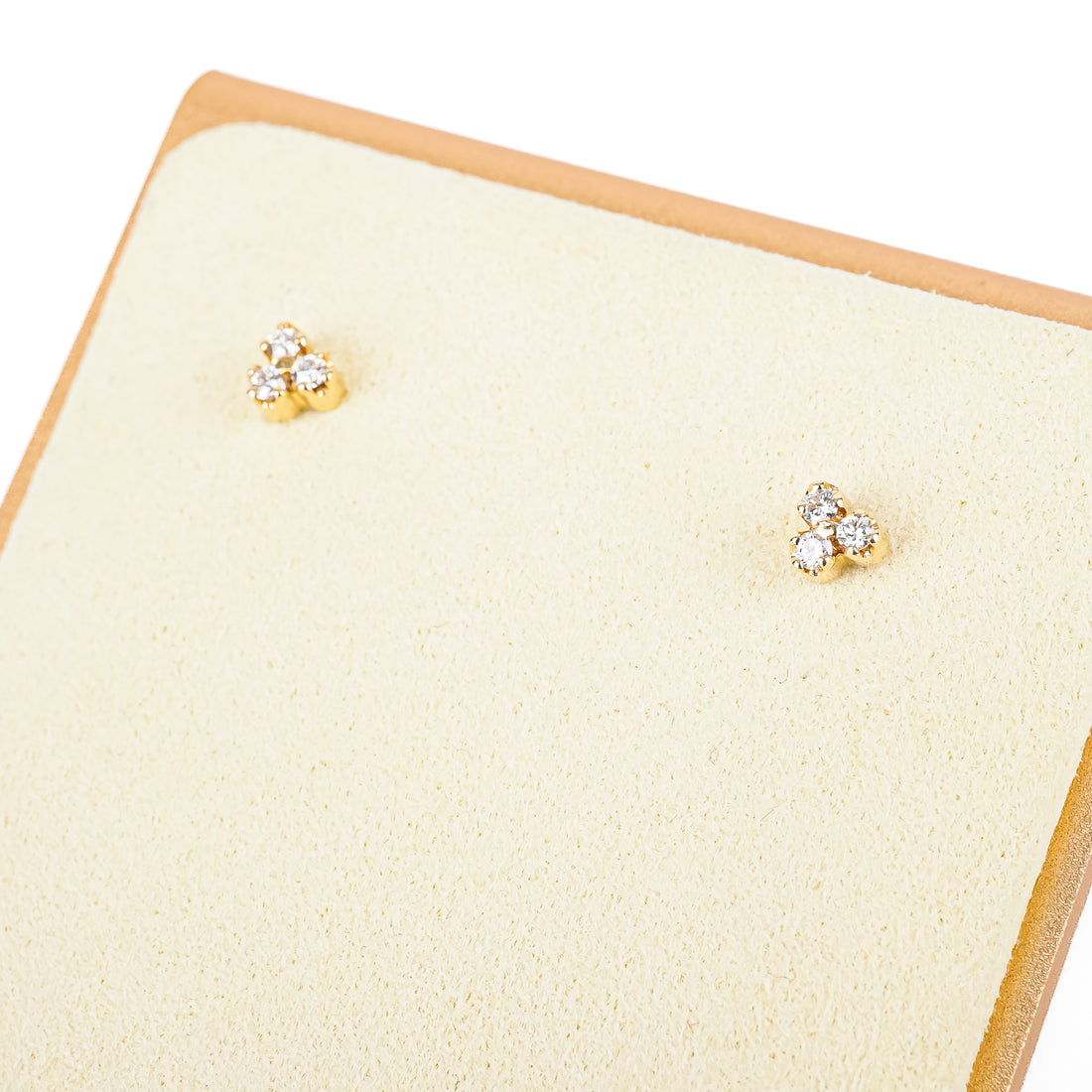14K Yellow Gold Three-Diamond Studs