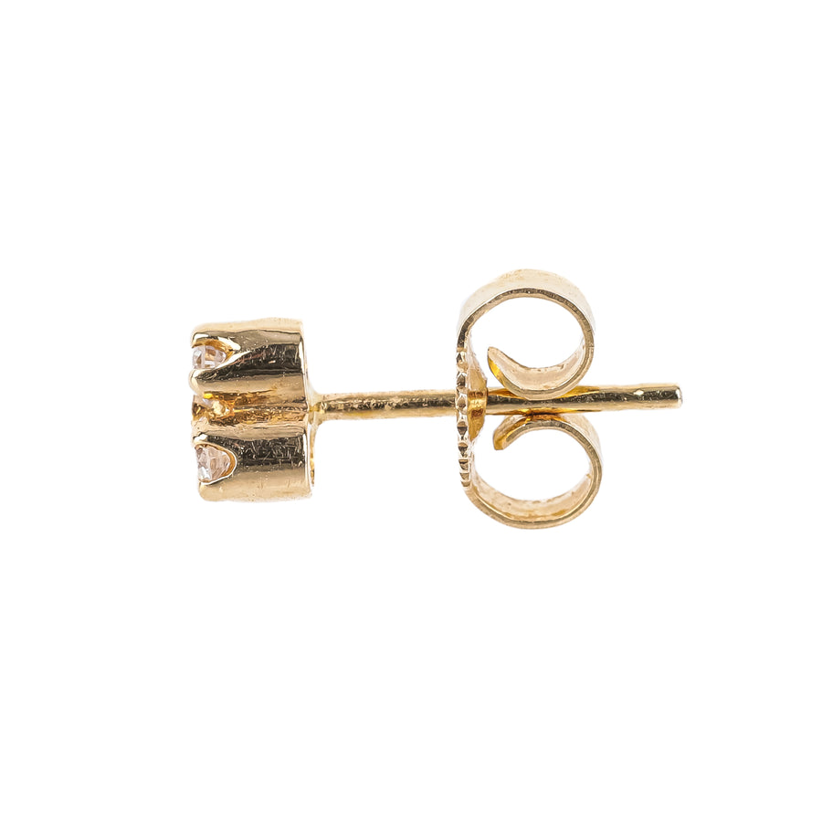 14K Yellow Gold Three-Diamond Studs