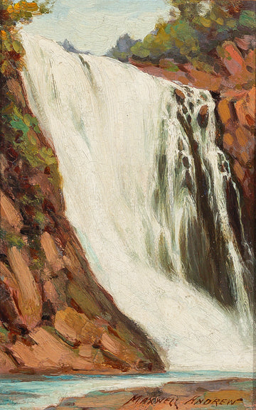 Maxwell Andrew (Canadian 20th C) Waterfall Oil on Board